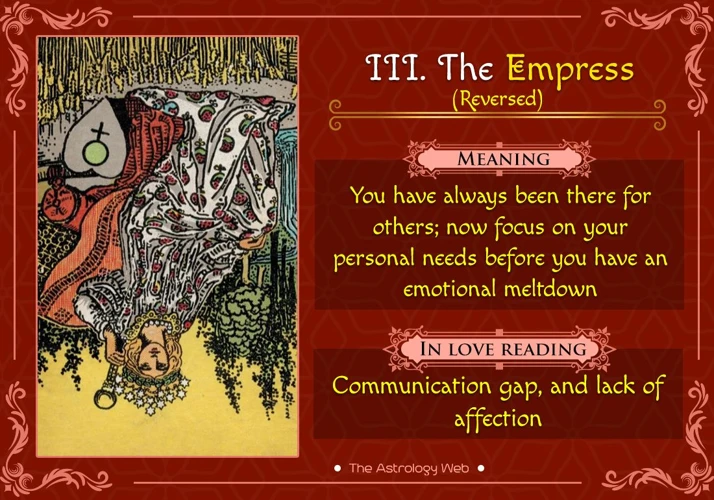 The Empress Card Reversed